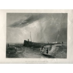 Angleterre. Sussex. La vieille jetée de Littlehampton. Gravure de J. Cousen, œuvre d'AW Callcott.
