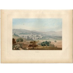 Jerusalem. Nazareth, hand-colored engraving.