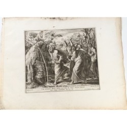 Moses strikes the rock of water - 1674 engraving