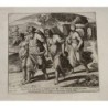 Antiguo Testamento. Lot y su familia huyen mientras Sodoma arde. Grabado Fantetti XVII