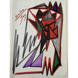 Pedro Delso (1924-1994) Composizione triangolare. Tecnica mista. Firmato e datato 1969.