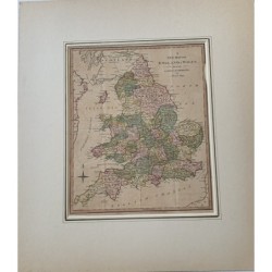 Karten. Eine neue Karte von England und Wales von Edwant Moog, veröffentlicht im Jahr 1800