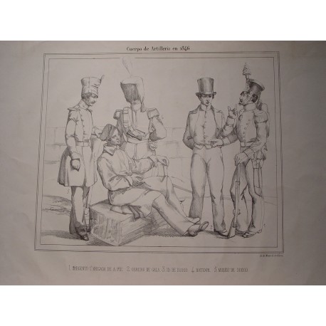 «Cuerpo de Artilleria en 1846» Litografía del Museo de Artillería.