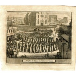Procession des pelerins a Compostelle, 1715. Engraved by P. Vander Aa