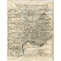 Carte de la Province Romaine dans La Gaule incisione 1743 pour Danville geographe du roi