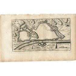 Plano de Tortosa. Grabado por Pieter van der Aa, Alvarez de Colmenar, 1715