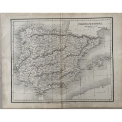 Carte de l'Espagne et du Portugal publiée à Londres par T. Tegg