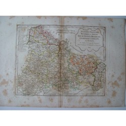 Antique map of northern regions of France. Robert de Vaugondy (1806)