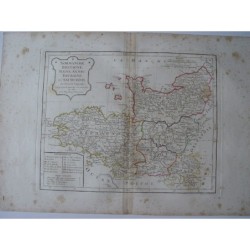 Antique map of northwestern regions of France. Robert de Vaugondy (1794)
