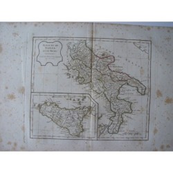 Antique map of southern regions of Italy. Robert de Vaugondy