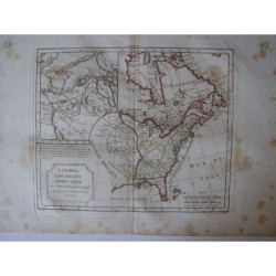 Antique map of Canada, Lousiane, United States and Canada. Robert de Vaugondy (1794)