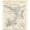 Mapa de Constantinopla y el Bósforo. grabado por W. Hugues