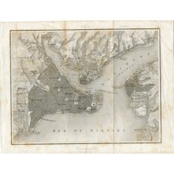 Turquia. Mapa de Constantinopla y el Bósforo. dibujado y grabado por Deleot?