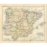 Carte de l'Espagne et du Portugal gravée en 1879 par John Bartholomew