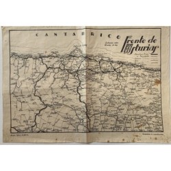Karte des Spanischen Bürgerkriegs mit der Front in Asturien (1936-1939)
