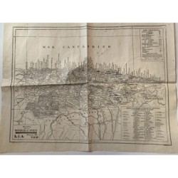 Mapa de la provincia de Oviedo grabado de 1937.