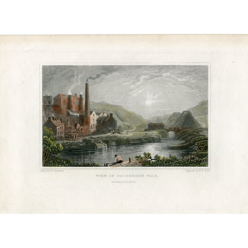 Vue de Coldbrook Vale, Monmouthshire, gravée par H. W. Bond d'après une œuvre de H. Gastineau