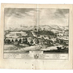 Bilbao. Plano cartográfico. Grabado por Pieter Vander Aa (Alvarez de Colmenar) en 1715