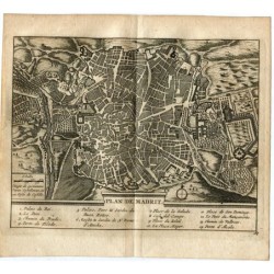 Cartographic map of Madrid. Engraved by Pieter Vander Aa (Alvarez de Colmenar) in 1715