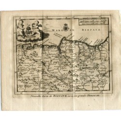 Novelle carte de Biscaye.Grabado Pieter Vander Aa (Alvarez de Colmenar) en 1715