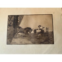 Gravure de Goya. L'audace de Martincho dans l'arène de Saragosse - Cinquième ou sexième édition.