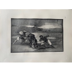 Goya etching. Bullfighting, plate 2, 1983 edition. 'Another way of hunting on foot'