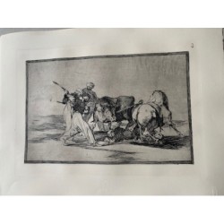 Goya etching. Bullfighting, plate 3, 1983 edition. 'The Moors settled in Spain, giving up the superstitions of his Koran...l'