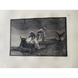 Goya etching. Bullfighting, plate 4, 1983 edition. 'The fight another enclosed bull'