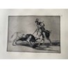 Goya etching. Bullfighting, plate 11, 1983 edition. 'The Cid Campeador spearing another bull'