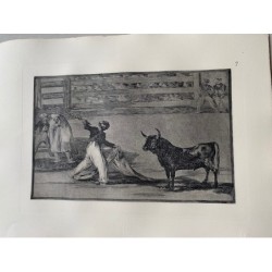 Goya etching. Bullfighting, plate 7, 1983 edition. 'Origin of the harpoons or banderillas'