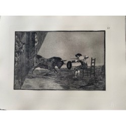 Goya etching. Bullfighting, plate 18, 1983 edition. 'The Daring of Martincho in the Ring at Saragossa'