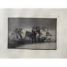 Goya etching. Bullfighting, plate 17, 1983 edition. The Moors Use Donkeys as a Barrier to Defend Themselves'