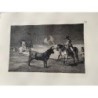 Engraving No. 27 of Goya's Bullfighting. The famous Fernando del Toro, a barbel-bearer, forcing the beast with his pole.