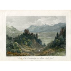 Ruins of the Brunnenburg near Meran, South Tyrol. Engraving by T. Heawood after work by E.T. Compton.