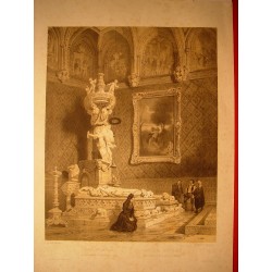 España. Toledo. Capilla de San Blas. Dibujo y litografía original coloreada de G. Pérez Villamil. (Ferrol,1807-Madrid.1864).