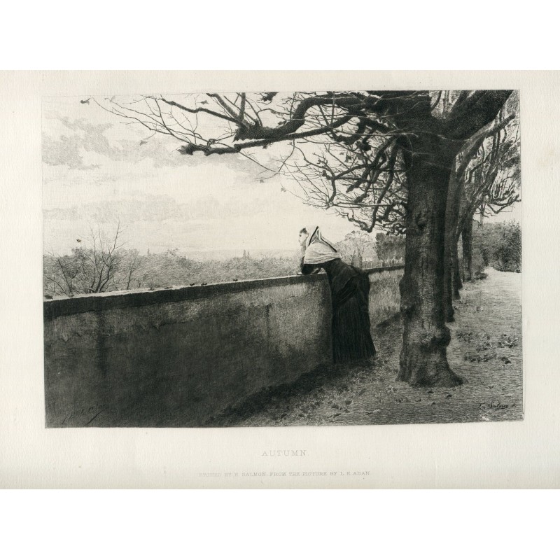 Autunno. Incisione di E. Salmon da un'opera di L.E. Adan