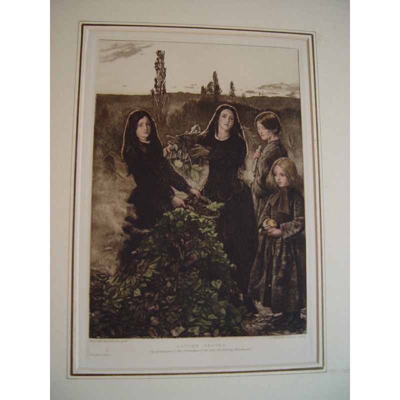 Feuilles d'automne. Urne gravée par H. Macbeth-Raeb d'après l'œuvre de J.-B. Millais en 1856.