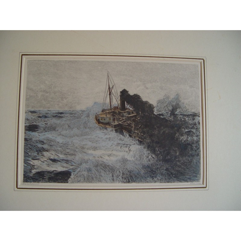 Marina. Gravure de W. Rohr d'après une œuvre de Hans von Bartels. 1880.