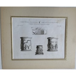 Fragments de la colonne de Sainte-Eulalie à Mérida - Gravure ancienne de 1810