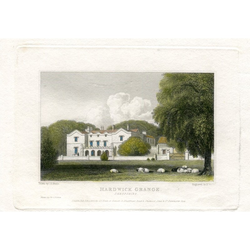 Hardwicke Grange (Hardwick Grange). Hadnall. Shropshire. Inghilterra. Incisione del 1826.