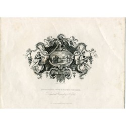 D'après William Hogarth. Gravure de 1833. Impression d'une chope en argent.