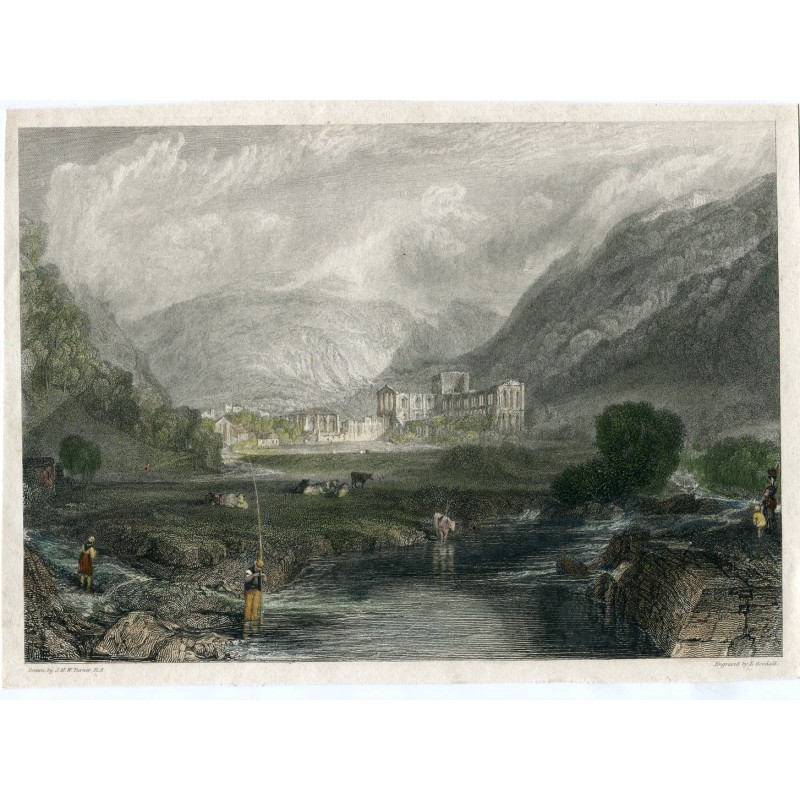 Abbaye de Rivaulx, gravure du Yorkshire réalisée en 1827 par F. Goodall d'après une œuvre de JMW Turner