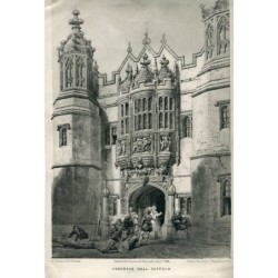 Hengrave Hall Suffolk lithograph. Lithographer and sketch by CJ Richardson.