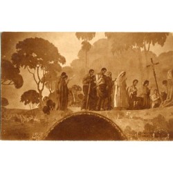 Antique religious postcard. Two 5 cent stamps. Circulated.