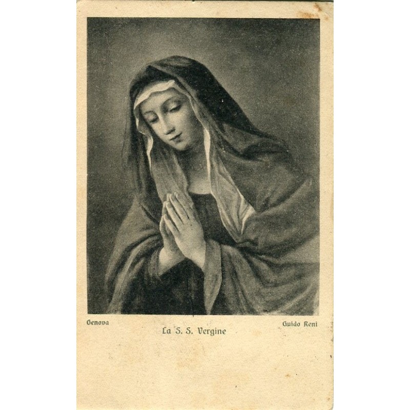 Carte postale ancienne du SS Vergine, par Guido Reni. Gênes. Sceau en or 15 carats d'Alphonse XIII.
