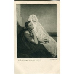 Antike Postkarte von St. Monique und St. Augustin von Scheffer. Veröffentlicht in der Schweiz.