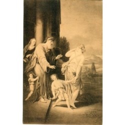 Antique postcard Vertossung der Hagar by van der Werff. n 35580. Published in Dresden