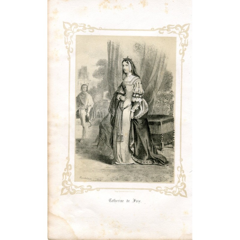Gravure lithographique de Catherine de Foix, 1856