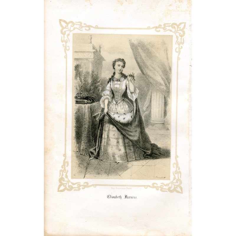 Gravure lithographique d'Élisabeth Farnèze, 1856