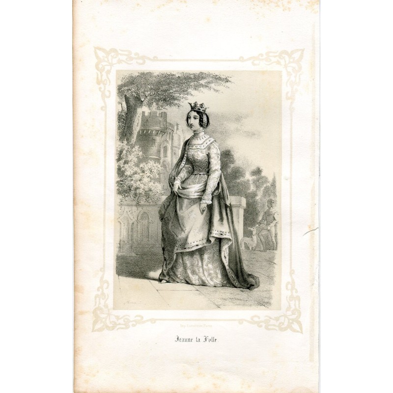 Jeanne la Folle lithographic engraving, 1856